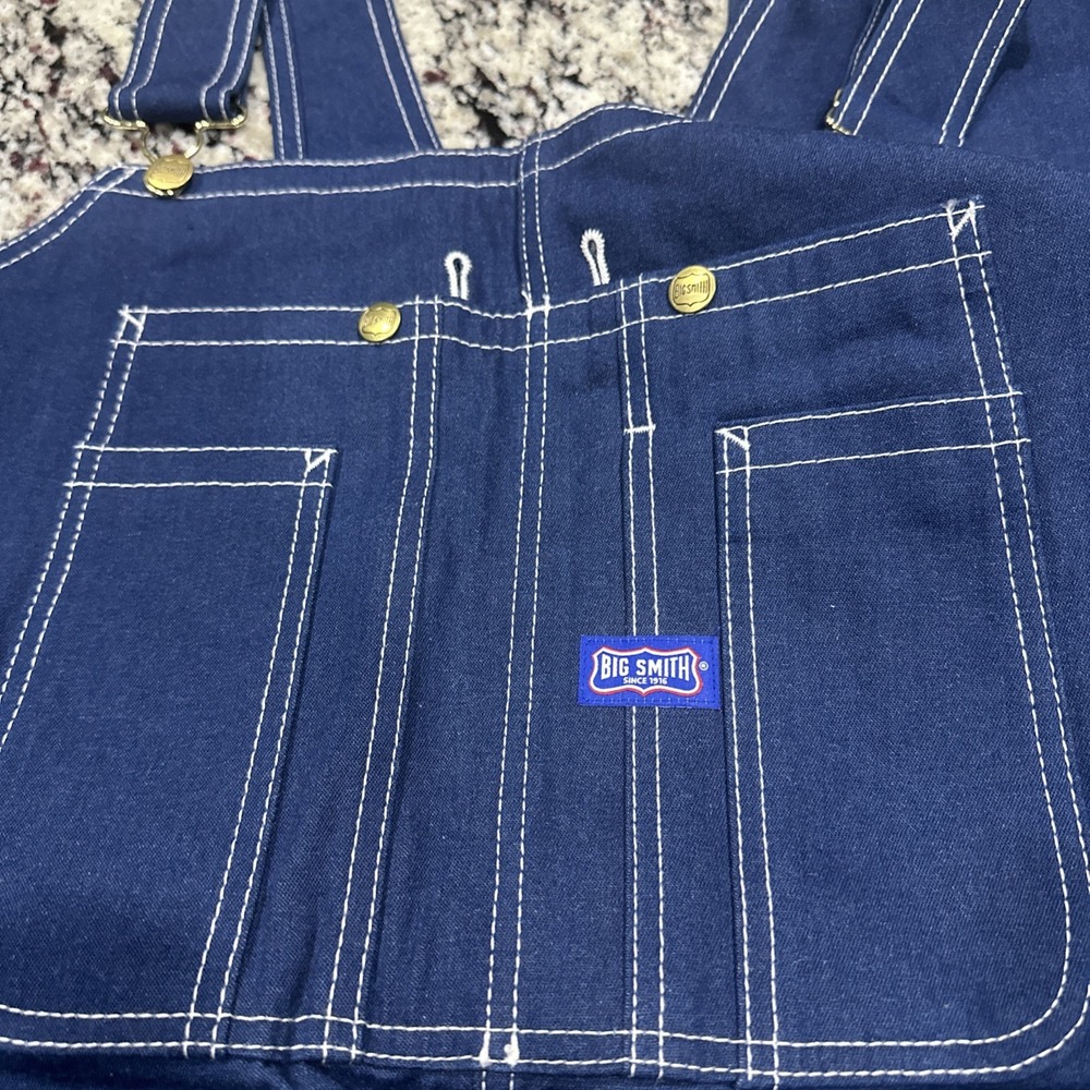 BIG SMITH Overalls Mens 64x30 Blue Denim Cotton Farm Work New - Picture 2 of 9